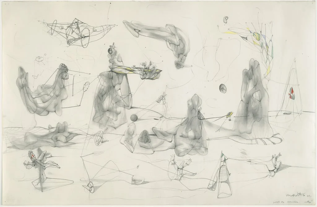 Untitled, by Roberto Matta, graphite, 1938