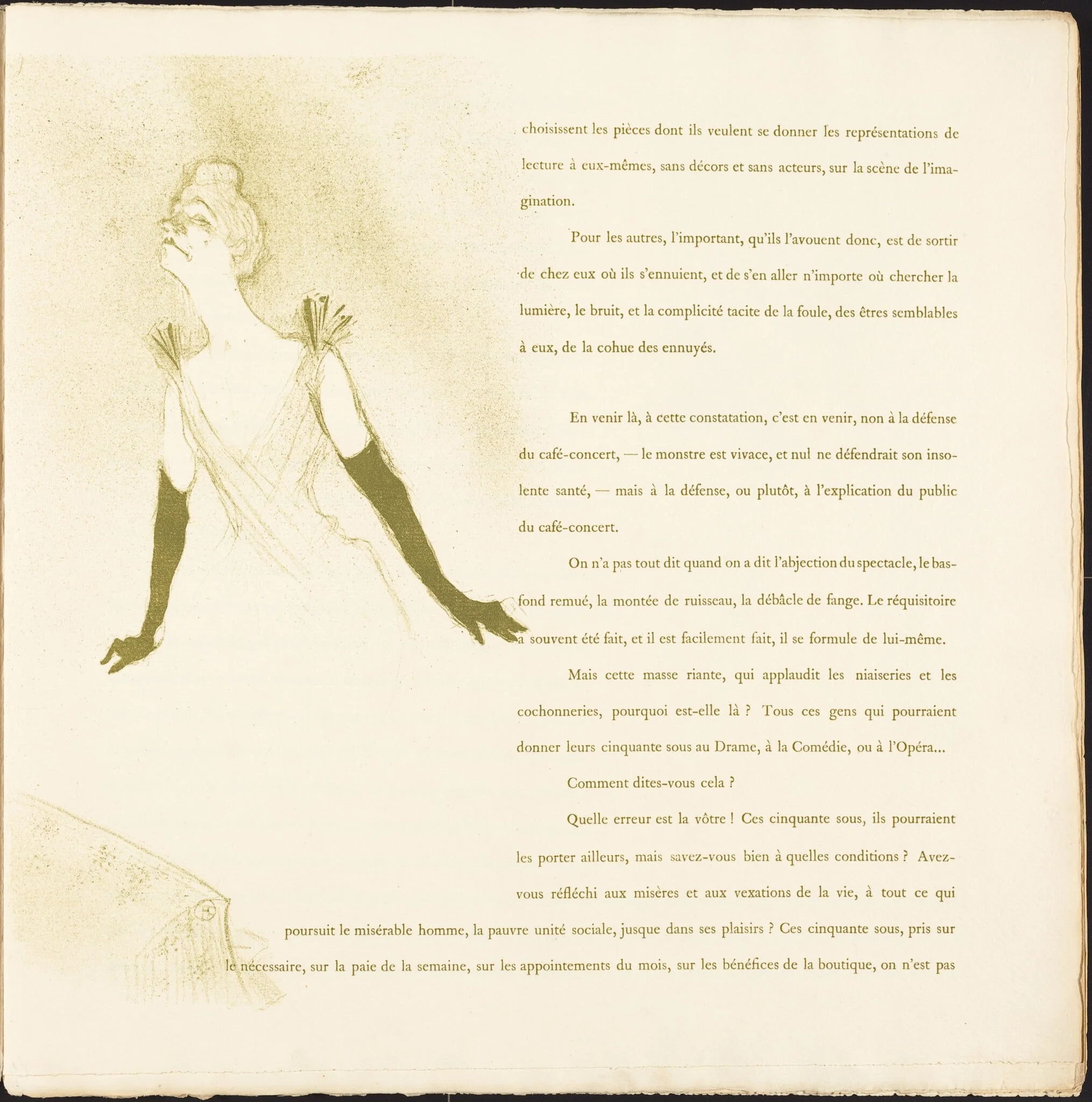 Yvette Guilbert, by Henri de Toulouse-Lautrec, ink, 1894