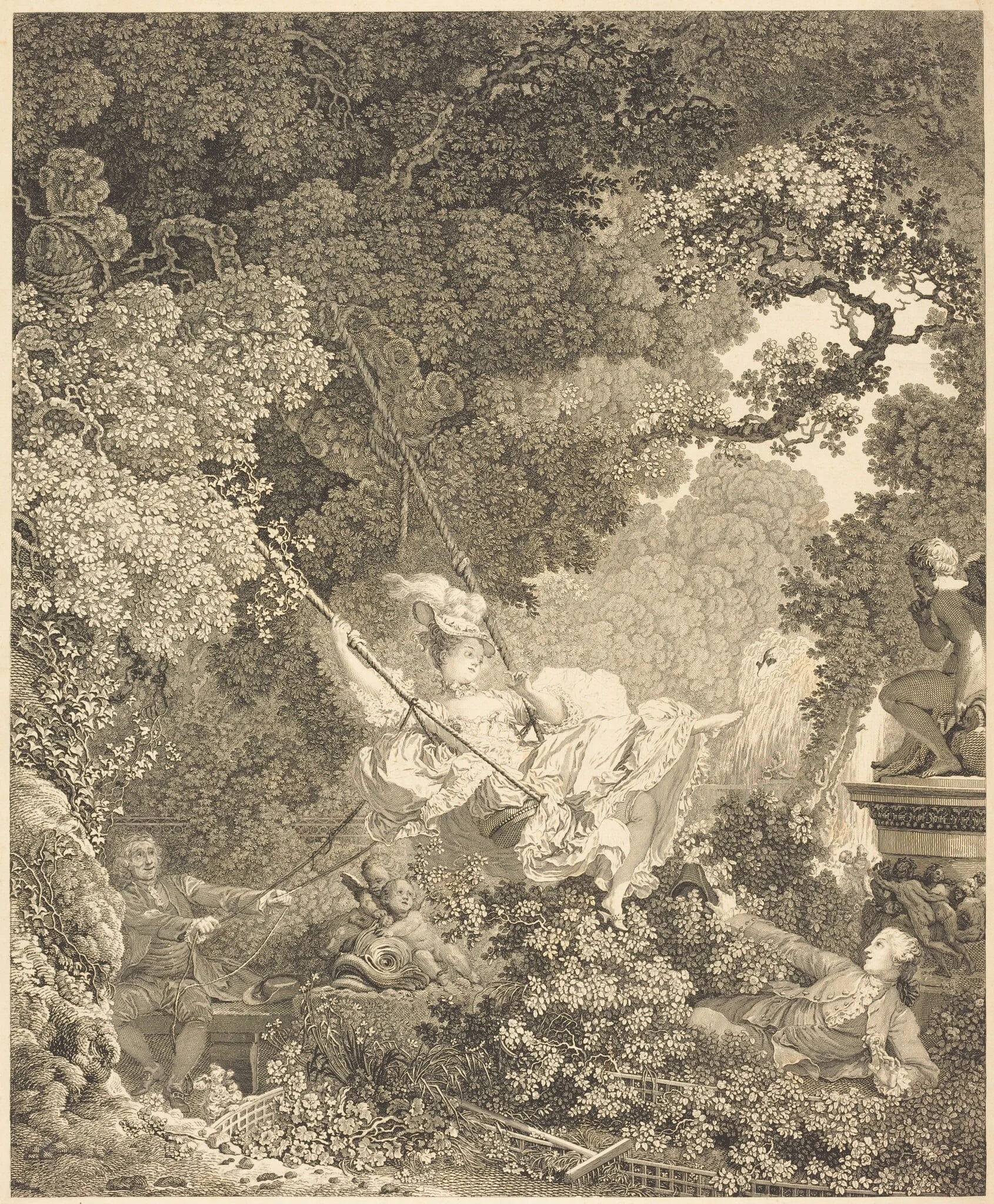 Les Hazards heureux de l'Escarpolettes (The Swing), by Nicolas Delaunay, ink, 1782