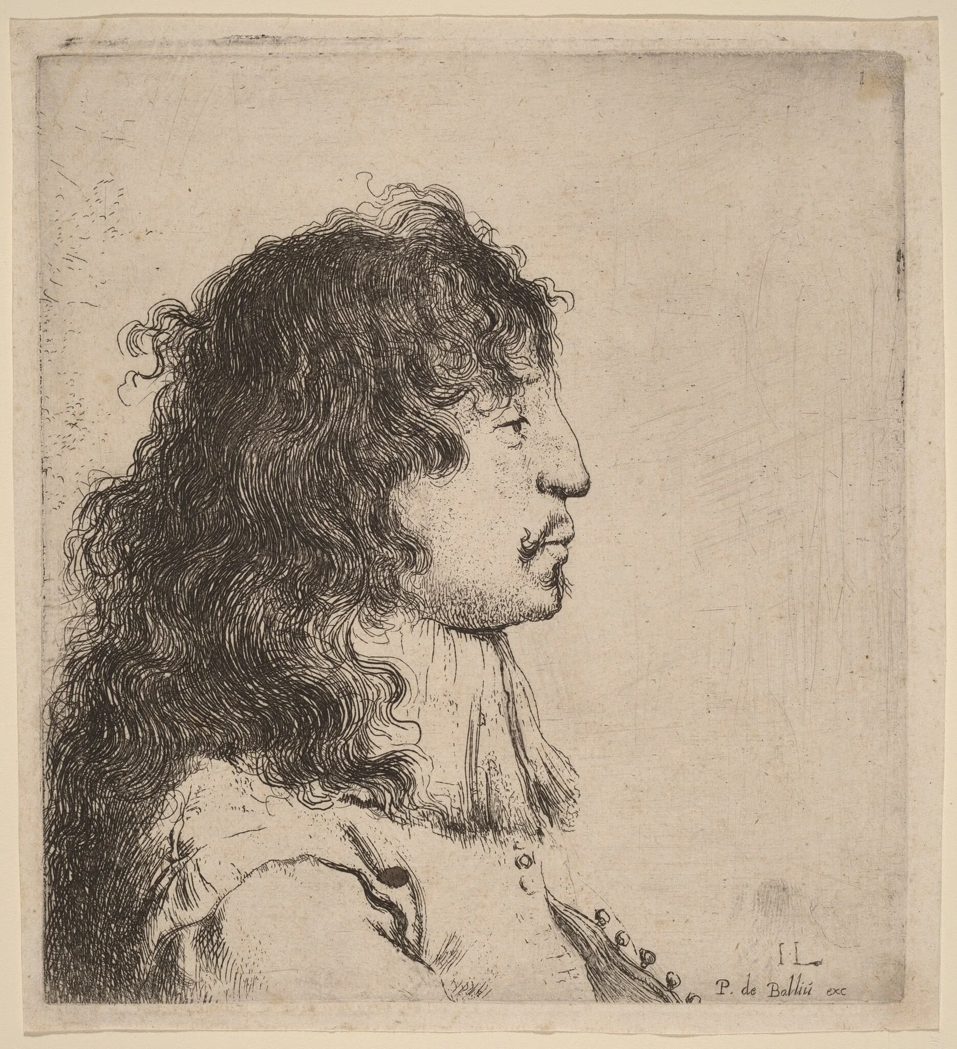 Bust of a Young Man in Profile, Facing Right, by Jan Lievens, ink, 1631