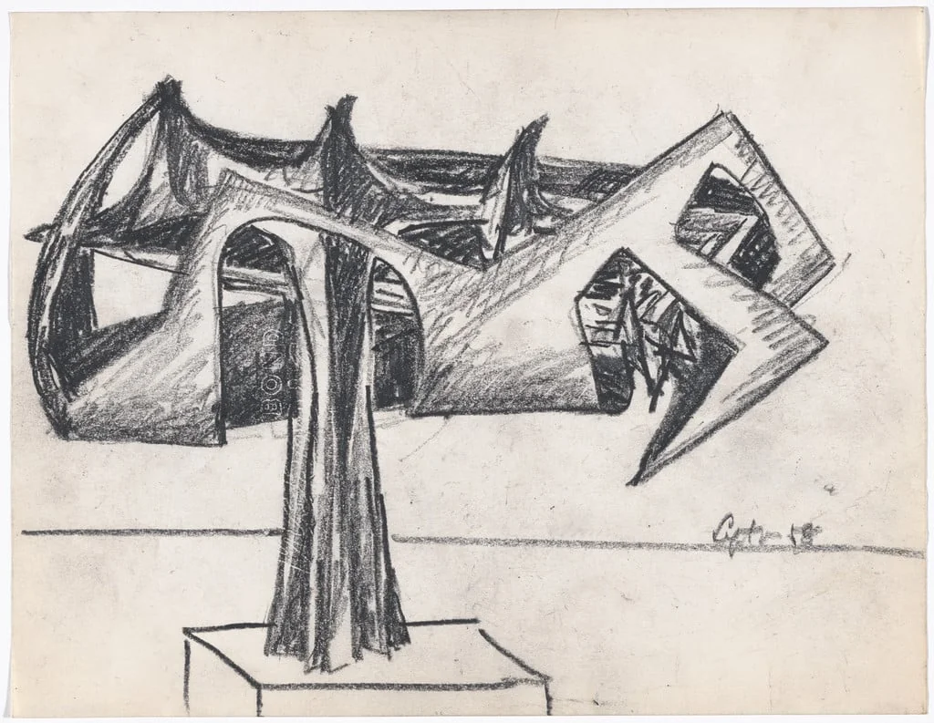 Untitled, by Seymour Lipton, crayon, 1958