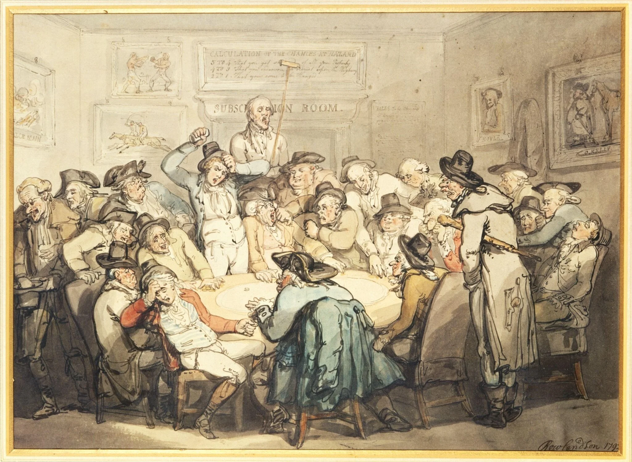 The Hazard Room, by Thomas Rowlandson, watercolor, 1792