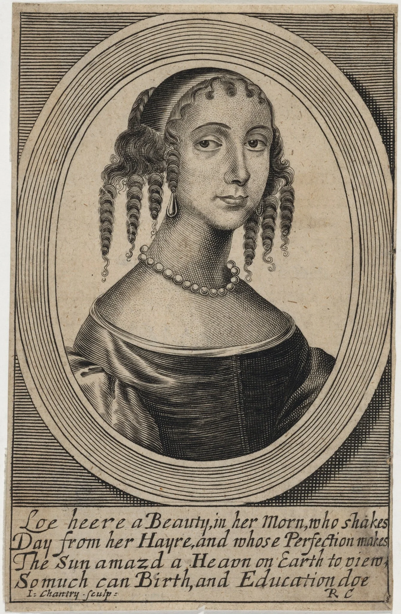 Lady Ferrers, by John Chantry, ink, 1640