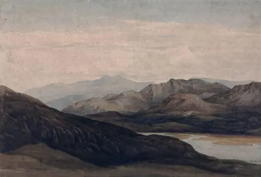 On the river Mawddach, Merionethshire, with Cader Idris in the distance