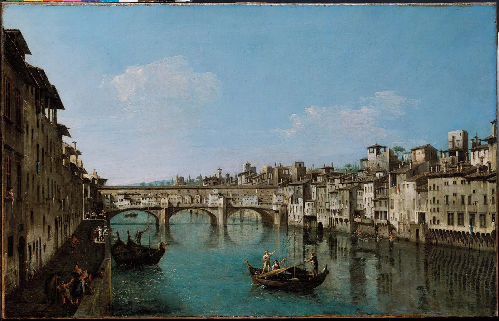 The Ponte Vecchio, Florence, by Bernardo Bellotto, oil, 1760