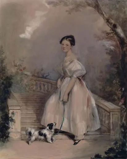 Young Girl with a Dog on the Terrace