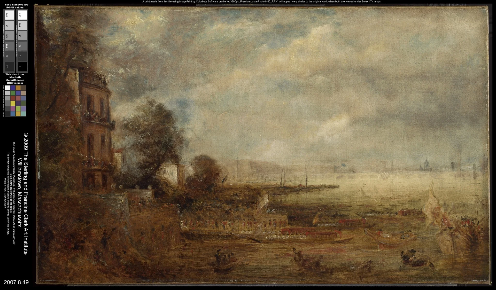 Waterloo Bridge Seen from Whitehall Stairs, by John Constable, oil, 1829