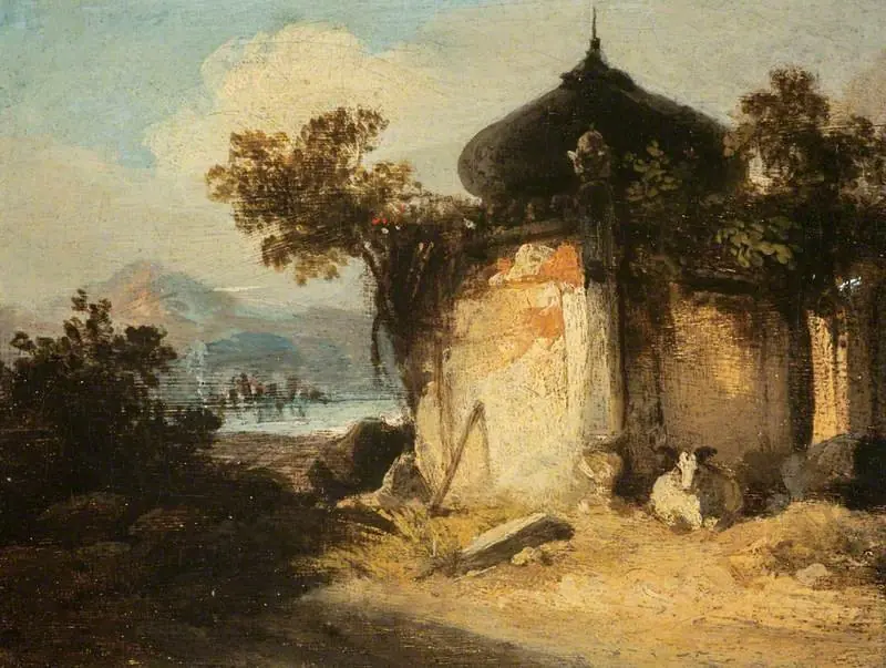 Bengal landscape with a Hindu Shrine or Tomb