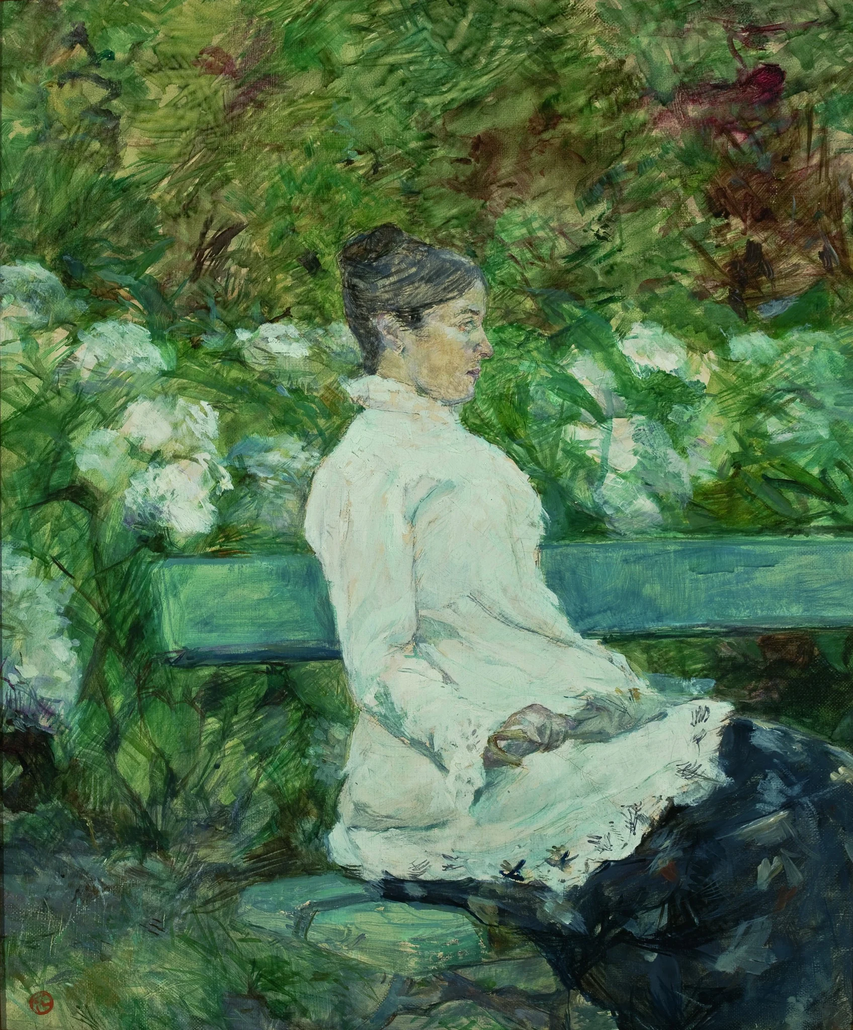 Madame Countess Adèle de Toulouse-Lautrec in the Garden of Malromé, by Henri de Toulouse-Lautrec, oil, 1890