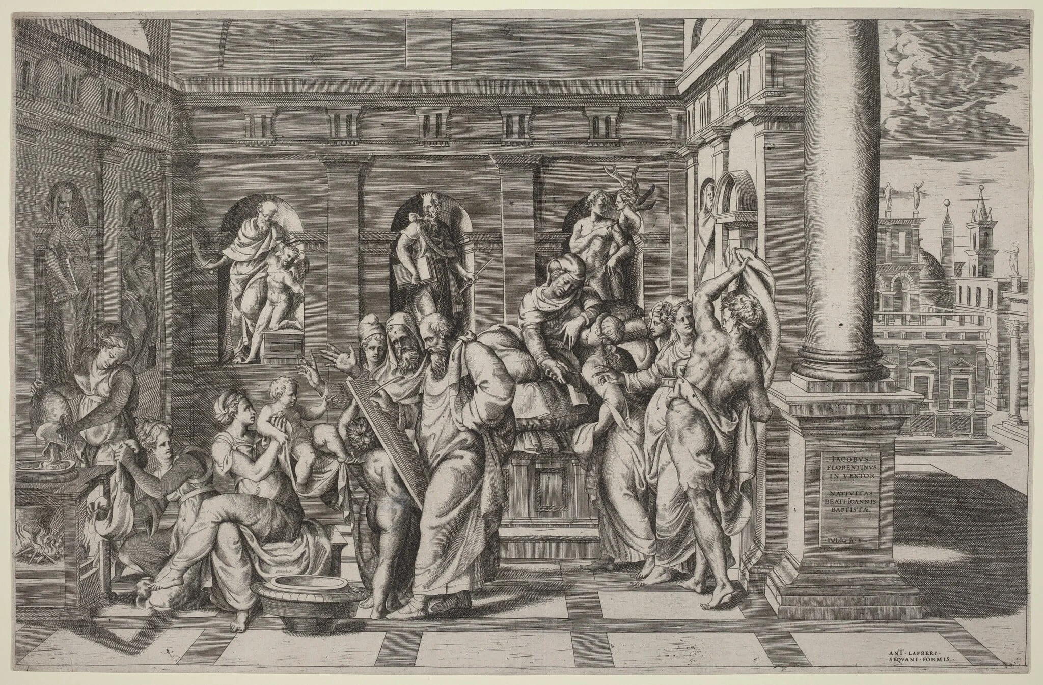 The Birth of Saint John the Baptist, by Giulio Bonasone, ink, 1539