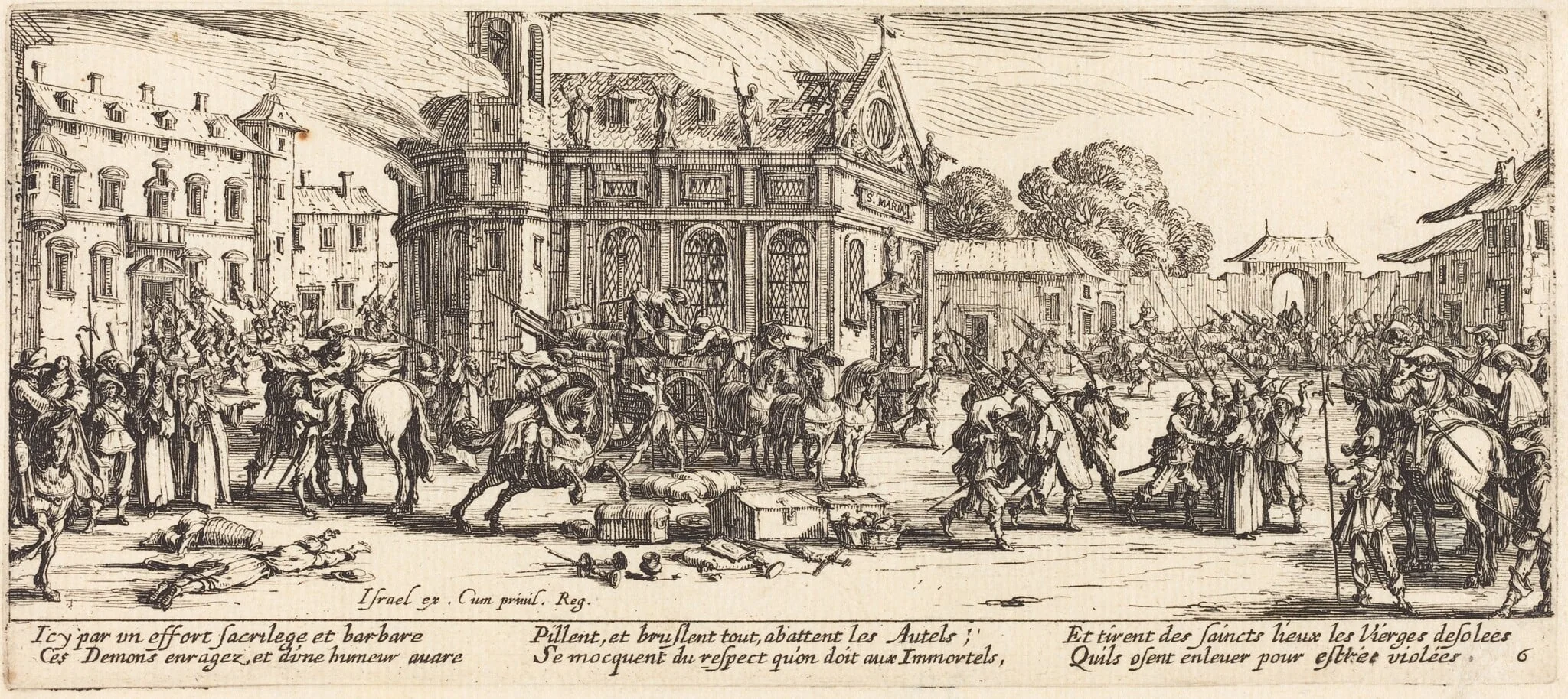 Destruction of a Convent, by Jacques Callot, ink, 1633