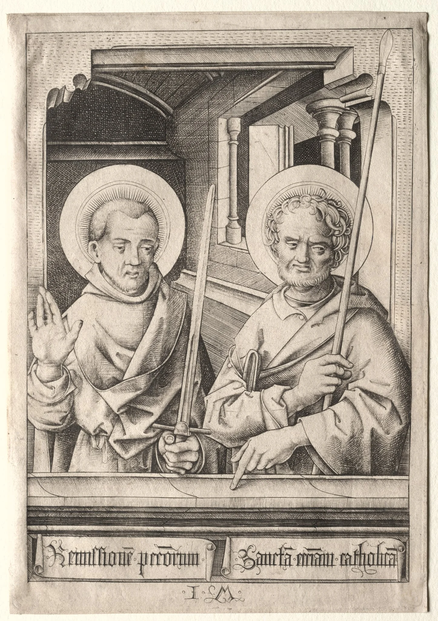 The Twelve Apostles: Saint Simon (?) and Saint Matthew, by Israhel van Meckenem, 1490