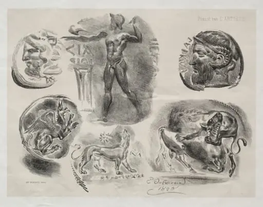 Sheet with Six Antique Medals