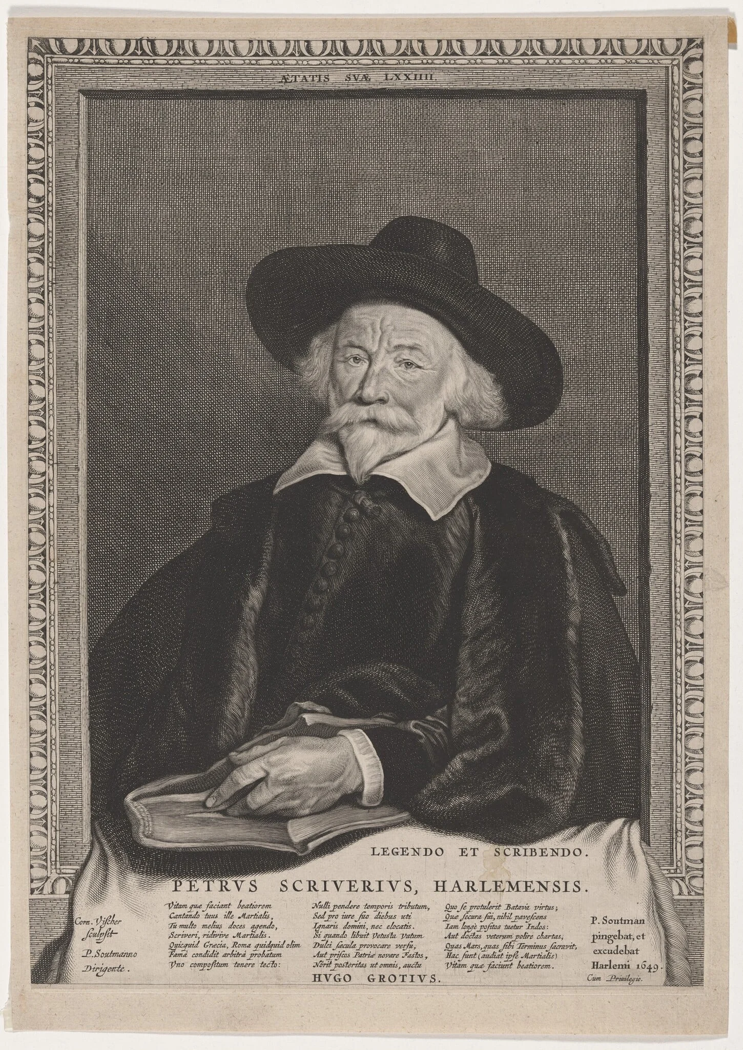 Peter Scriverius, Dutch Historian, by Cornelis Visscher, ink, 1649