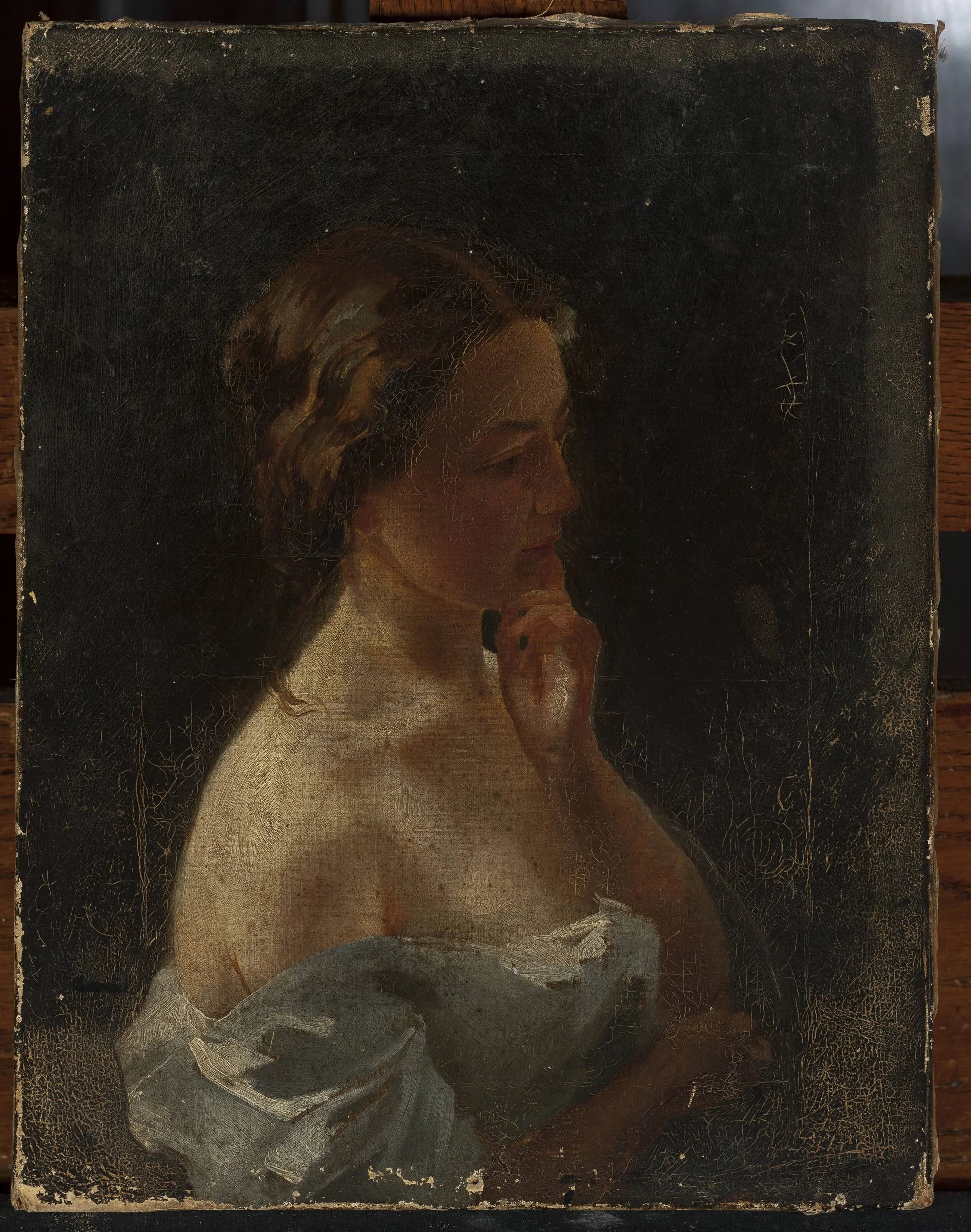 Study of a young woman, by Stanisław Chlebowski, oil, 1869