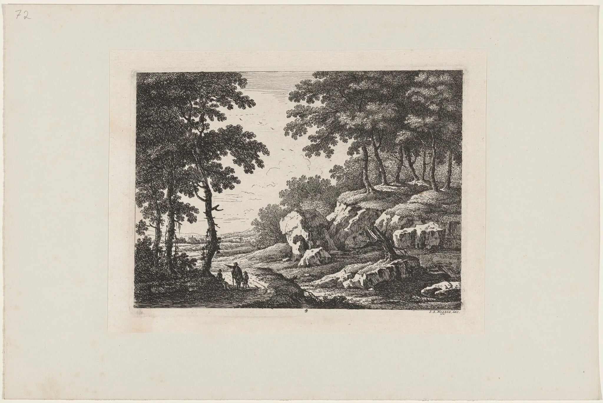 Traveler Pointing the Way, by Johann Christoph Dietzsch, ink, 1734