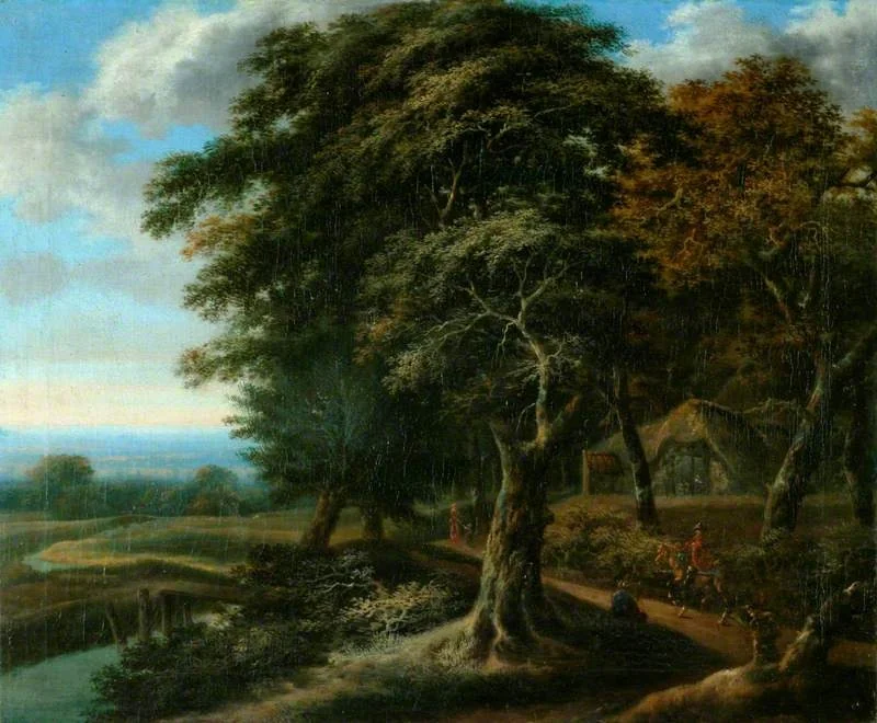 Landscape with a Figure on Horseback, by Unknown, oil, 1637