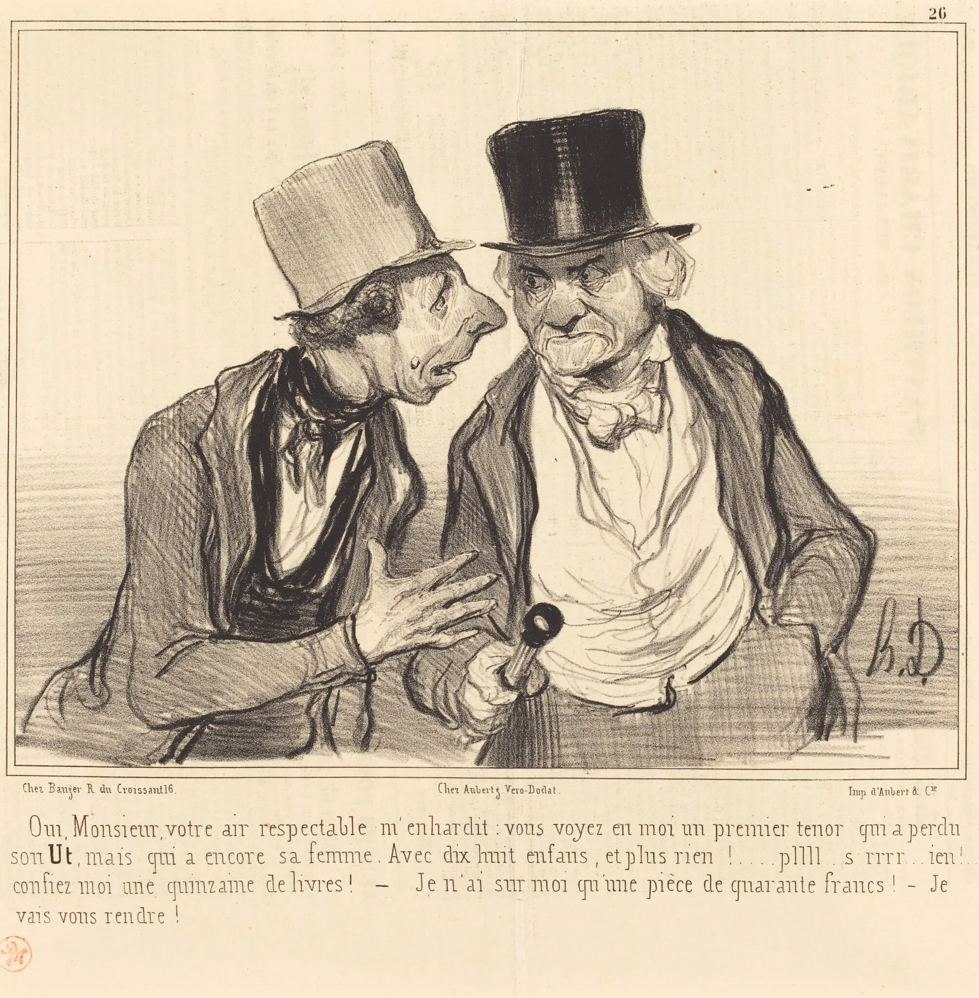 Oui, Monsieur, votre air respectable m'enhardit..., by Honoré Daumier, ink, 1840