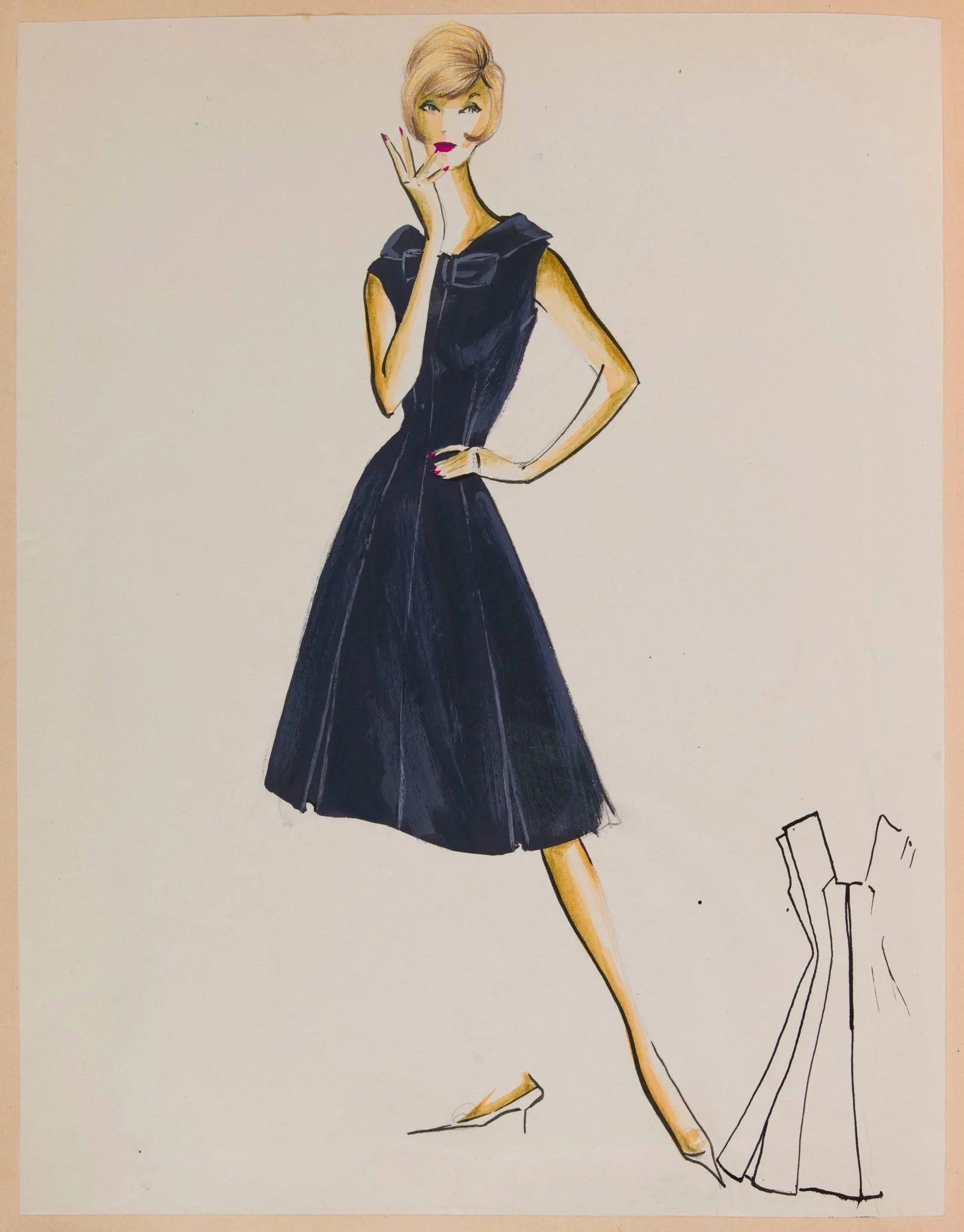 Robe cintrée bleu marine, by Marie-Louise Carven, 1959