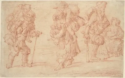 Three Pairs of Beggars with Babies