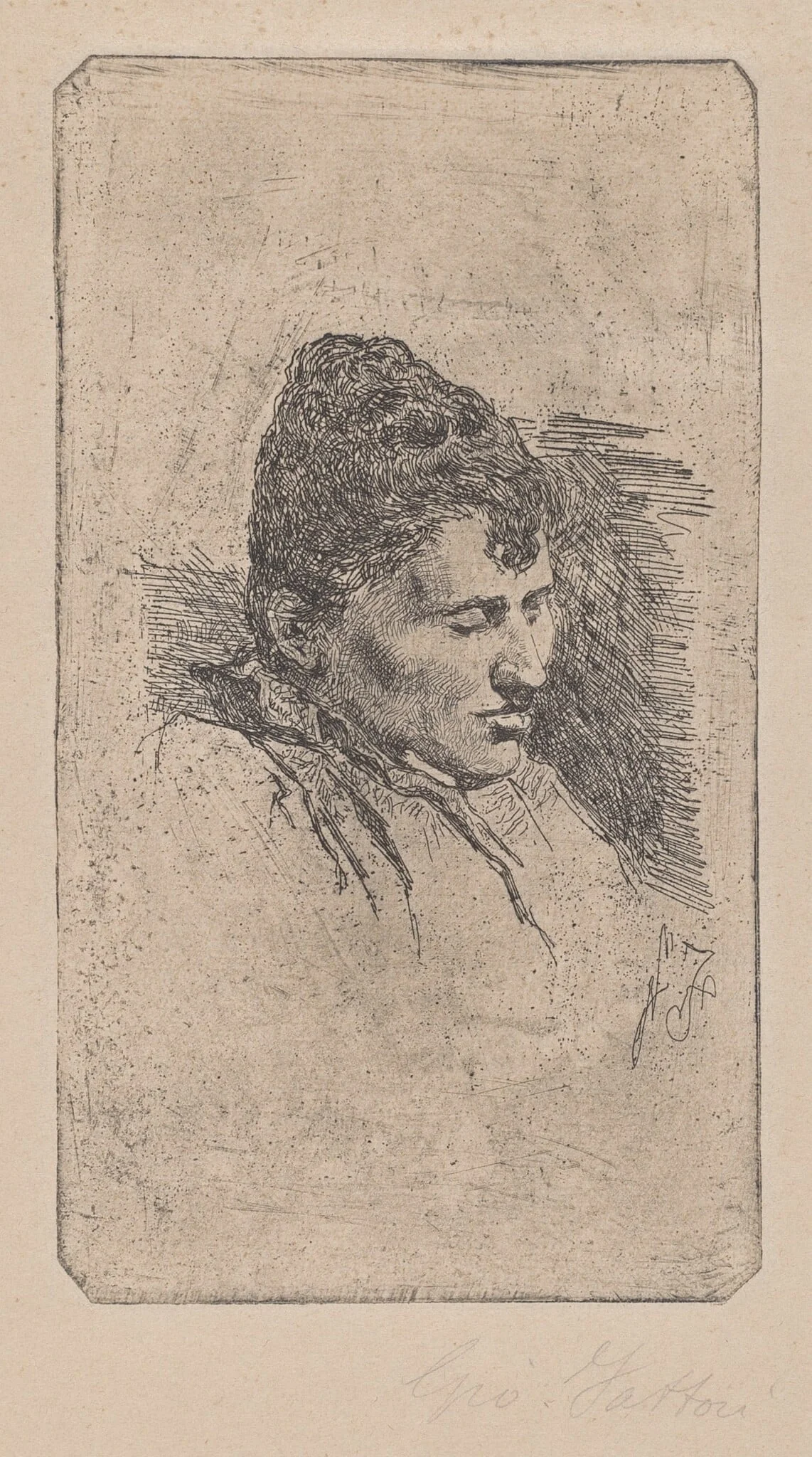 Portrait of the Artist's Second Wife (Ritratto della seconda moglie), by Giovanni Fattori, ink, 1903