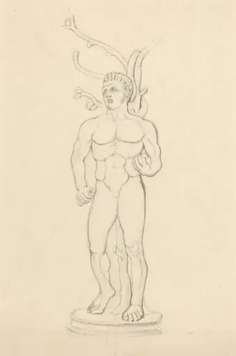 Statue of a Male Nude before a Tree