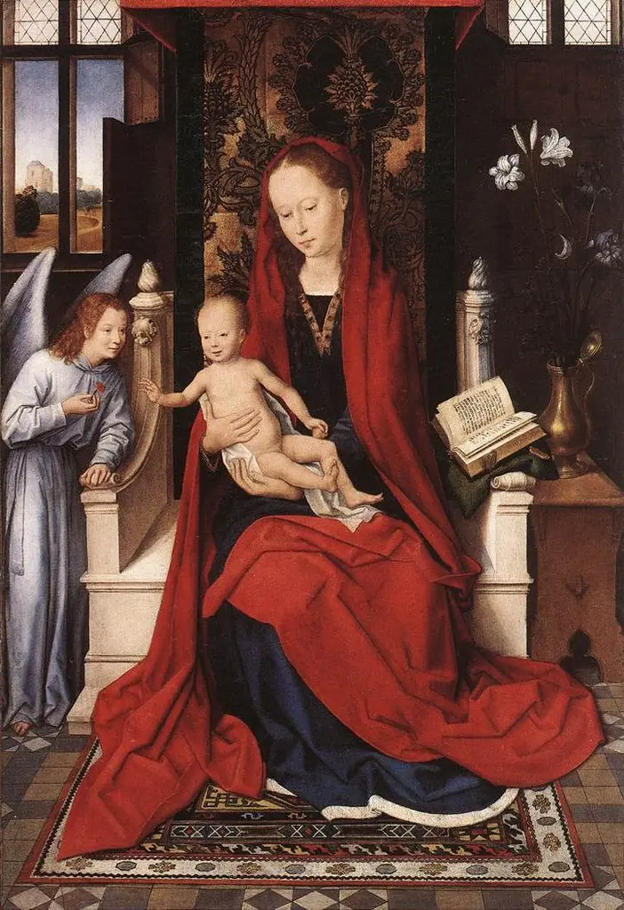 Enthroned Madonna and Child with Angel