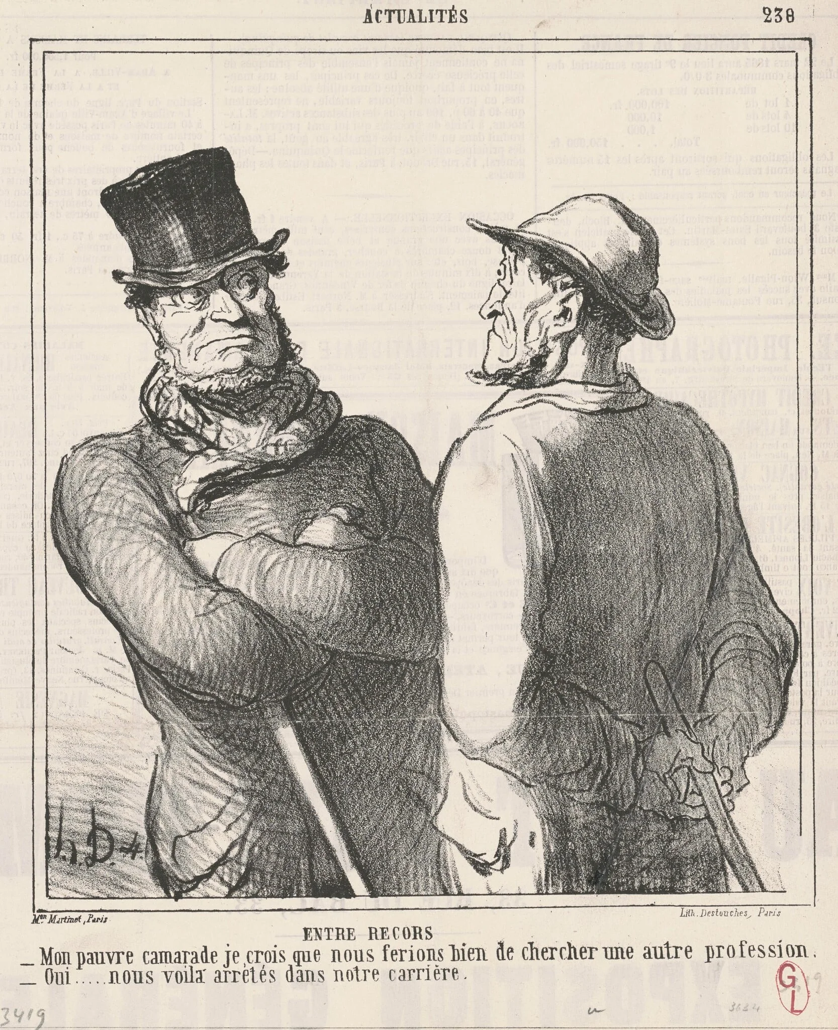 Entre recors, by Honoré Daumier, ink, 1865