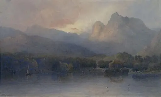 Approaching evening, the Langdale pikes from Windermere