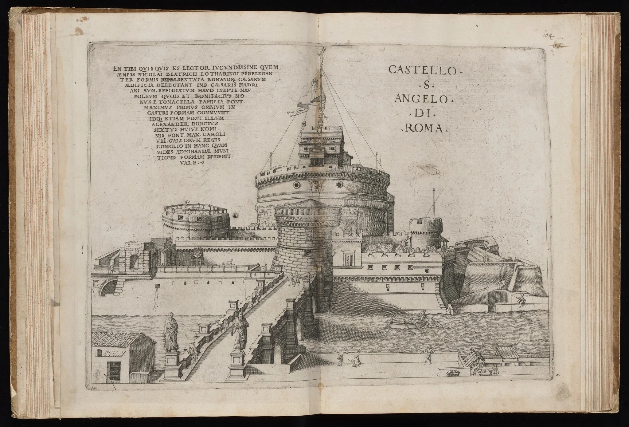 Castello S. Angelo di Roma [Castel Sant'Angelo in Rome], by Nicolas Beatrizet, ink, 1562