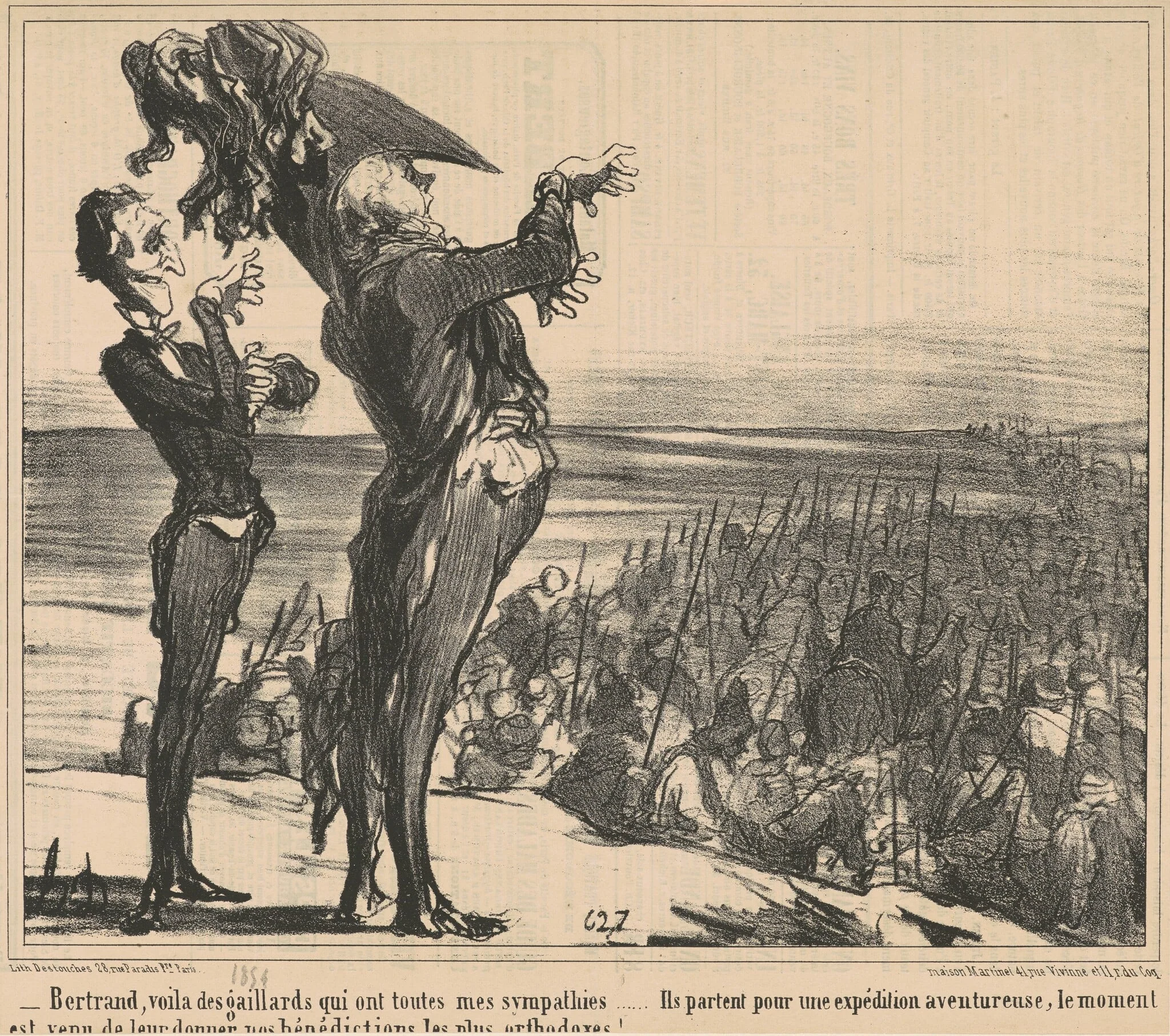 Bertrand, voila des gaillards ..., by Honoré Daumier, ink, 1854