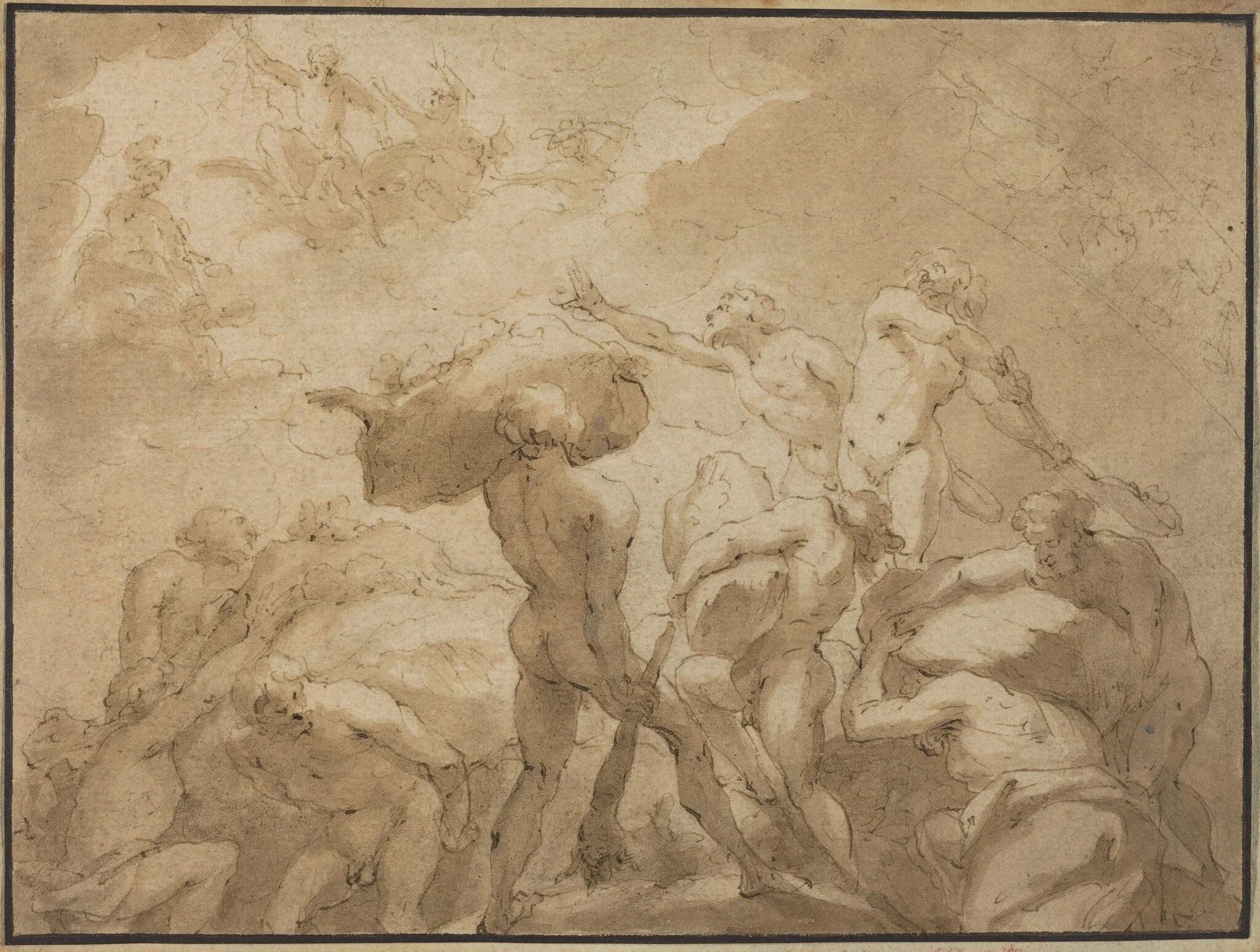 Battle of the Gods and Giants from Mount Olympus and Mount Othrys, by Jan Luyken, ink, 1680