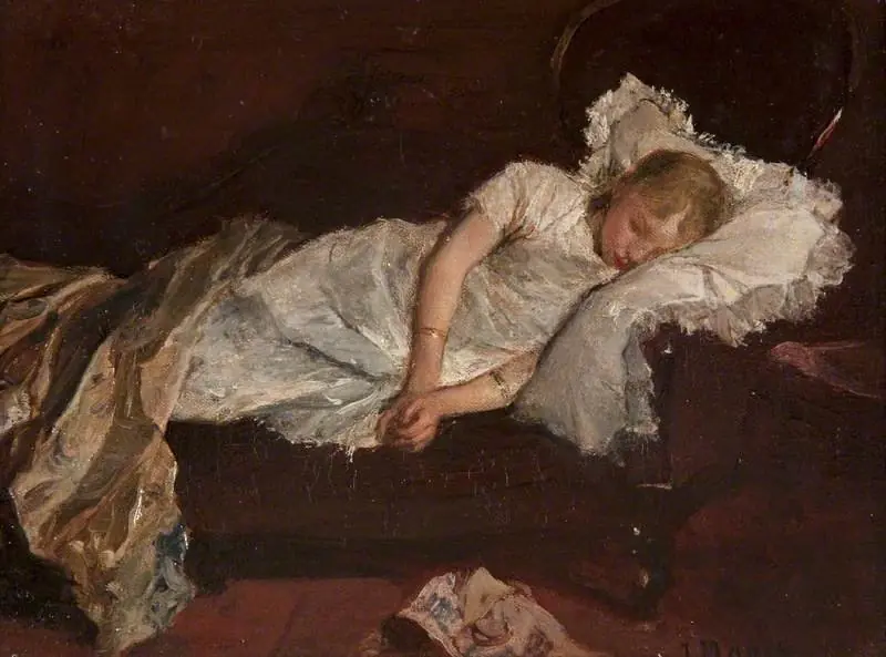 A Girl Asleep on a Sofa