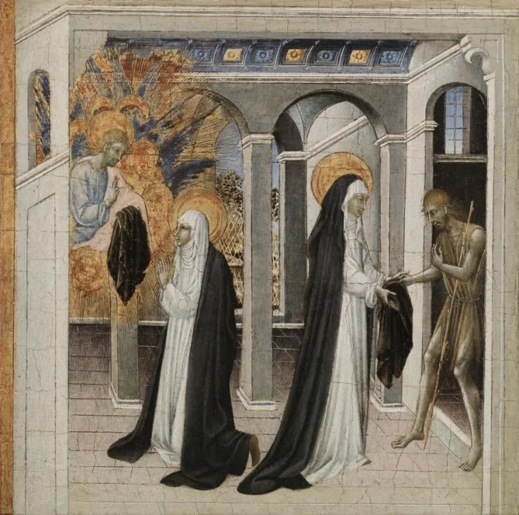 St. Catherine of Siena and the Beggar, by Giovanni di Paolo, unspecified, 1464