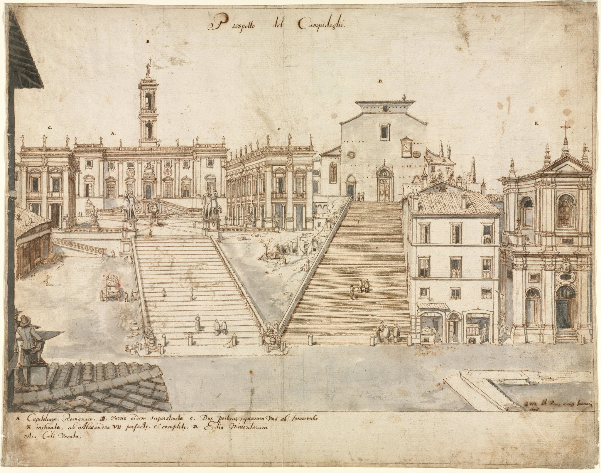 Eighteen Views of Rome: The Campidoglio, by Lievin Cruyl, 1665