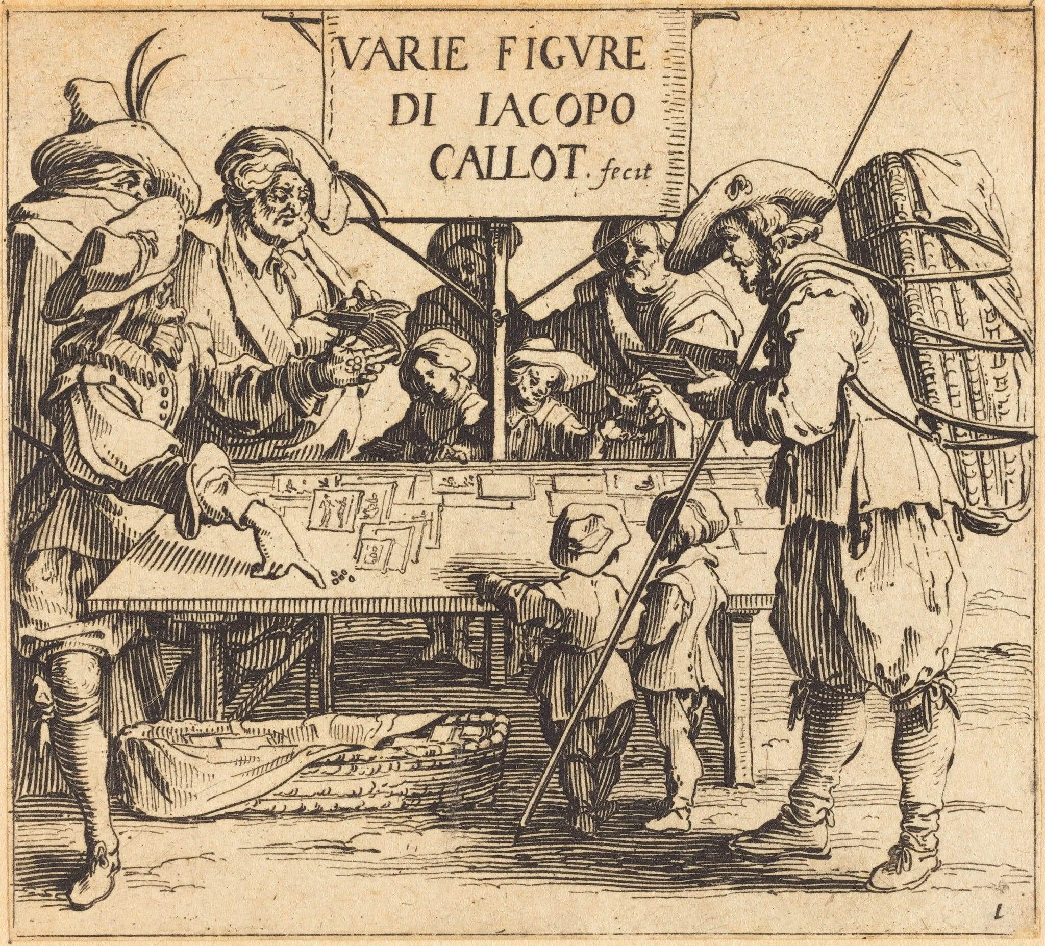Frontispiece for "Varie Figure", by Jacques Callot, ink, 1621