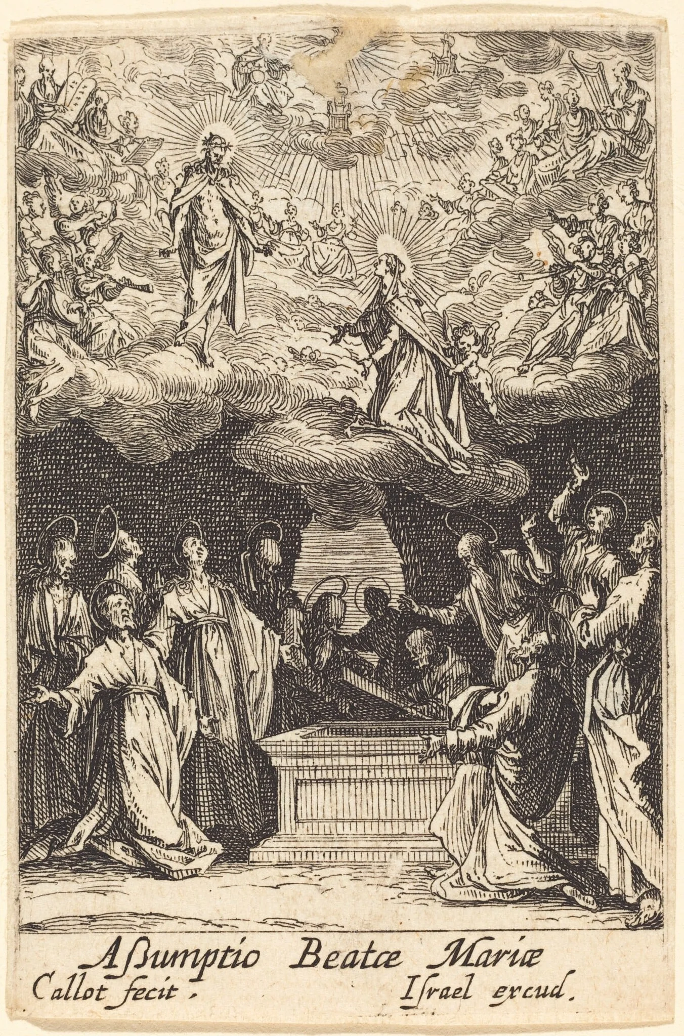 The Assumption of the Virgin, by Jacques Callot, ink, 1634