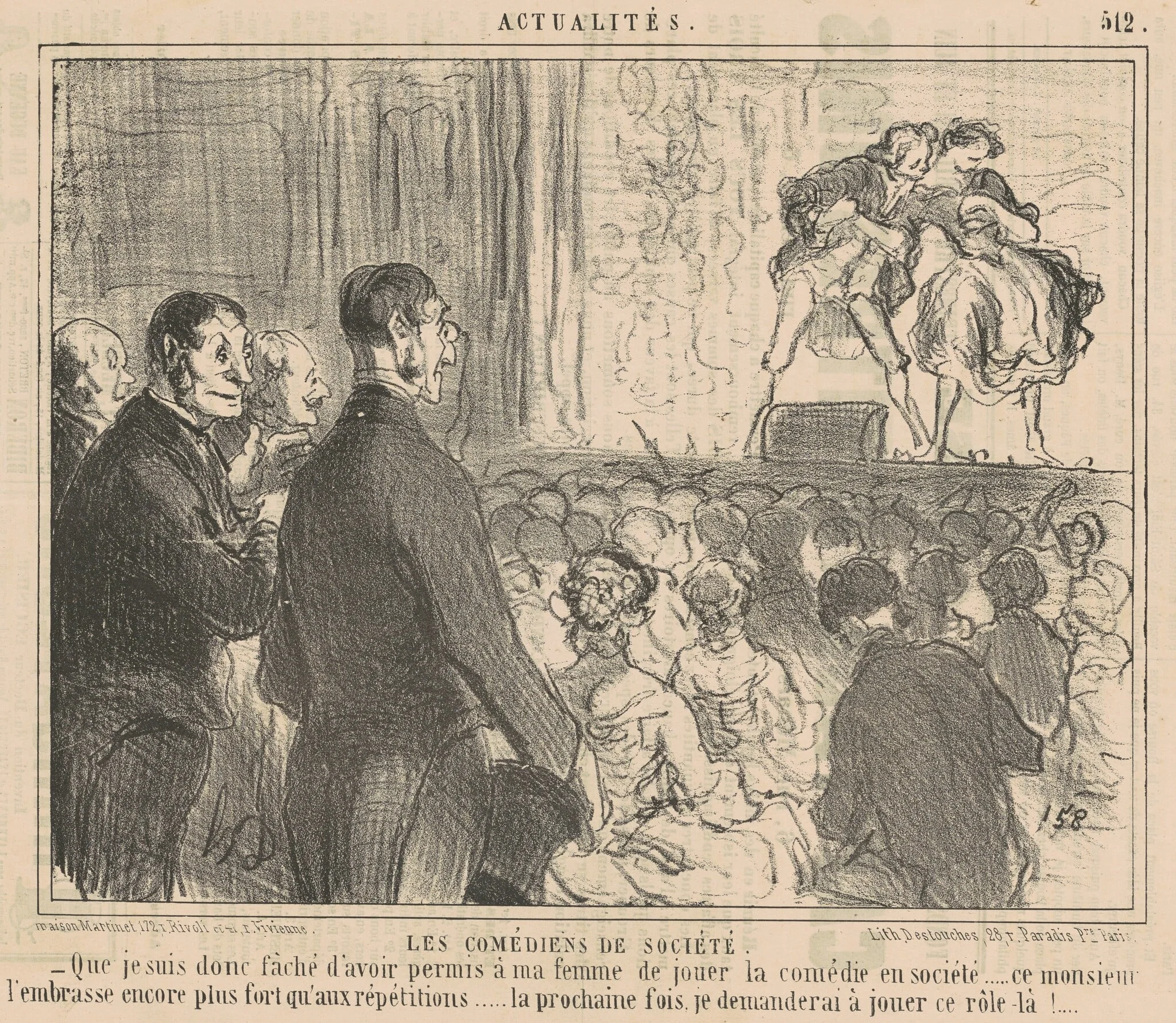 Les comédiens de société, by Honoré Daumier, ink, 1858