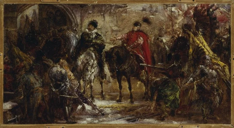 Jan Zamoyski at Byczyna, sketch, by Jan Matejko, oil, 1892