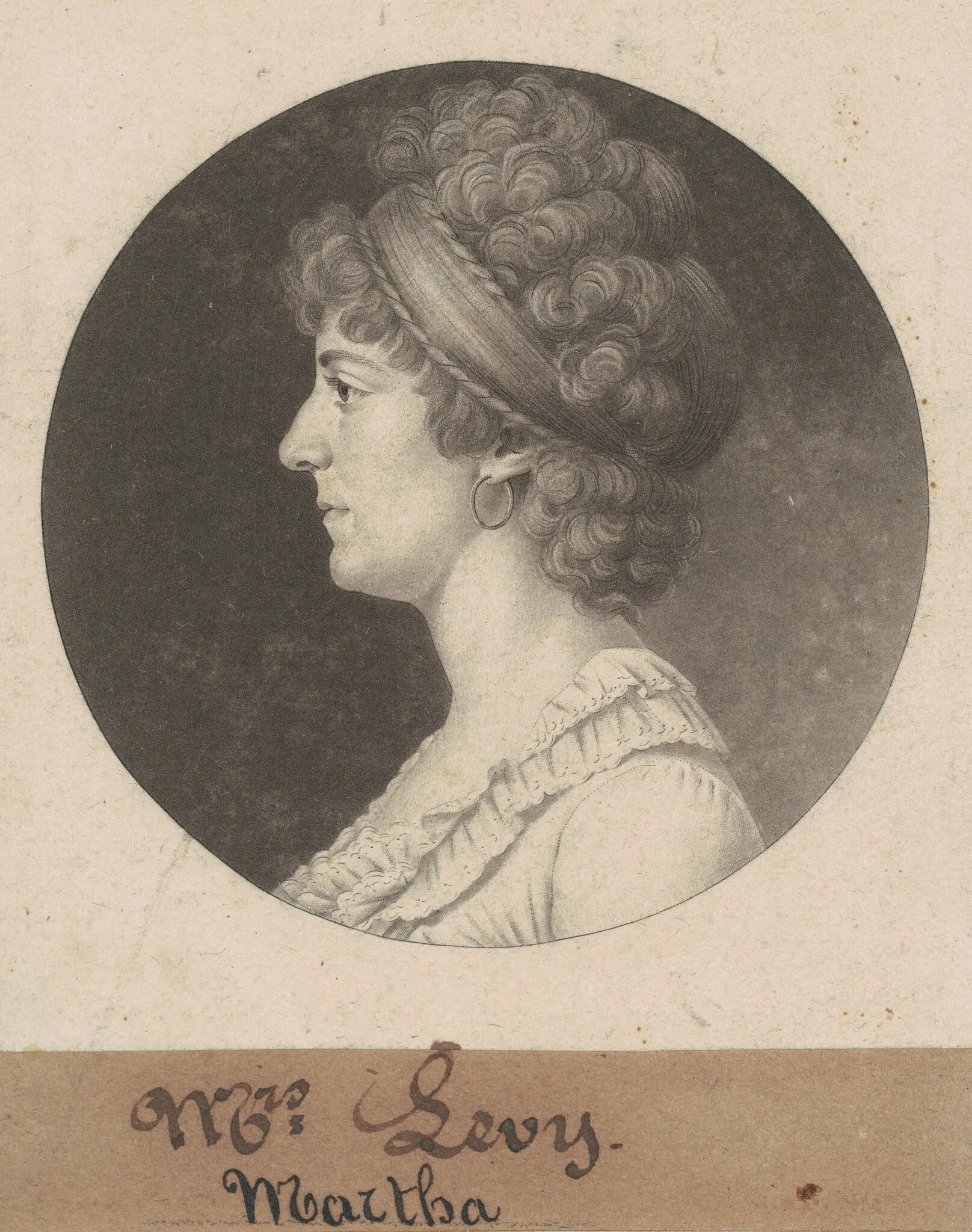 Sarah Coates Levy, by Charles Balthazar Julien Févret de Saint-Mémin, ink, 1802