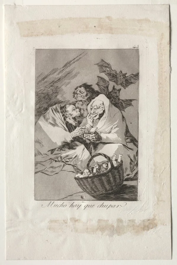 There is Plenty to Suck, Plate 45, by Francisco Goya, 1799