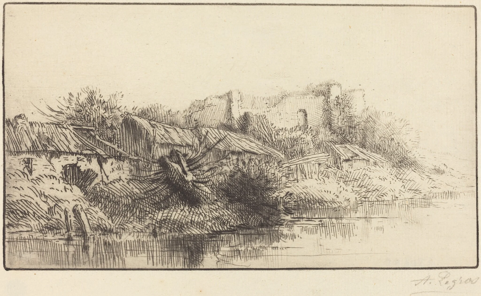 Abandoned Village (Le village abondonne), by Alphonse Legros, ink, 1874