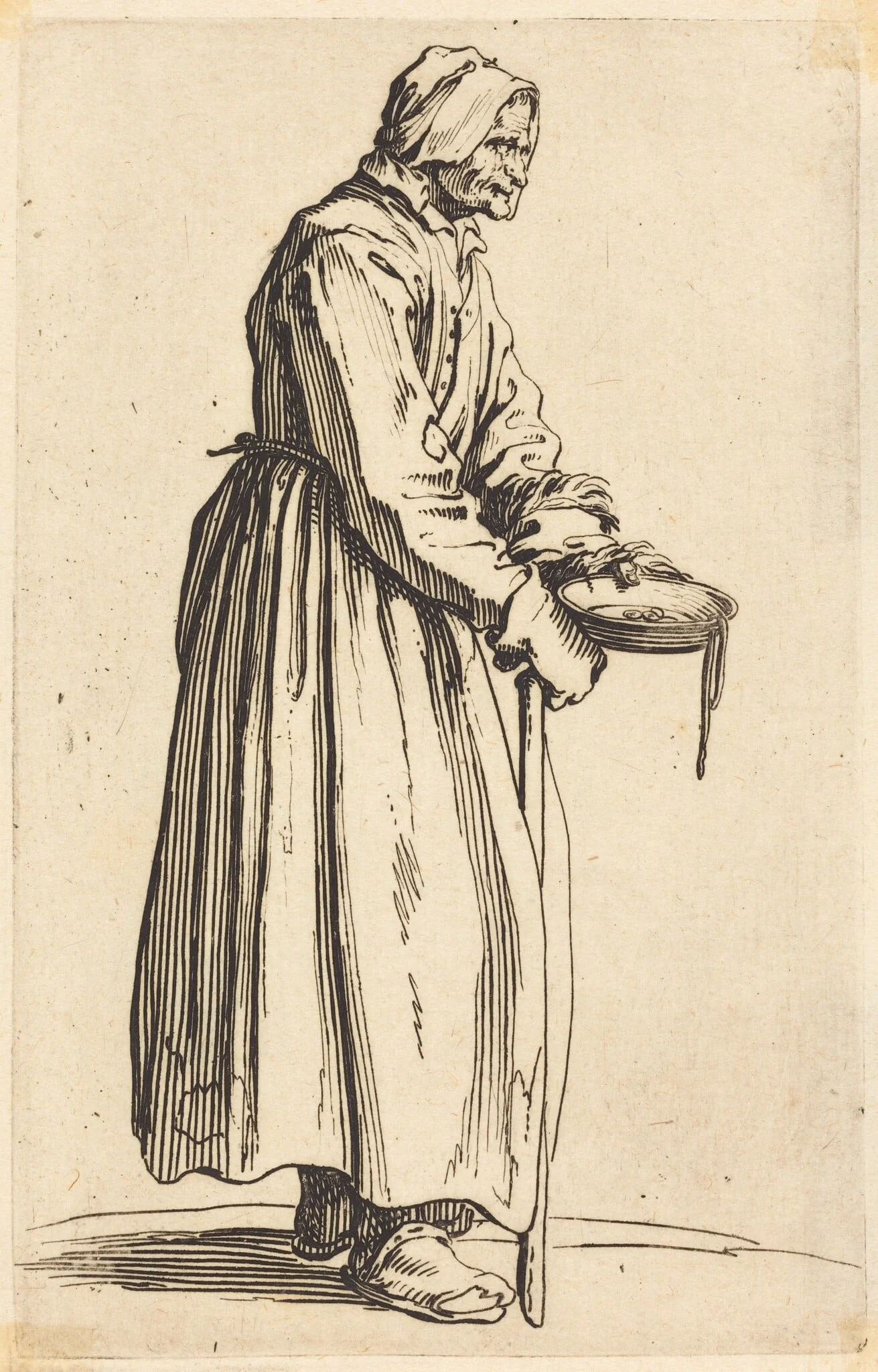 Beggar Woman with Pan, by Jacques Callot, ink, 1622