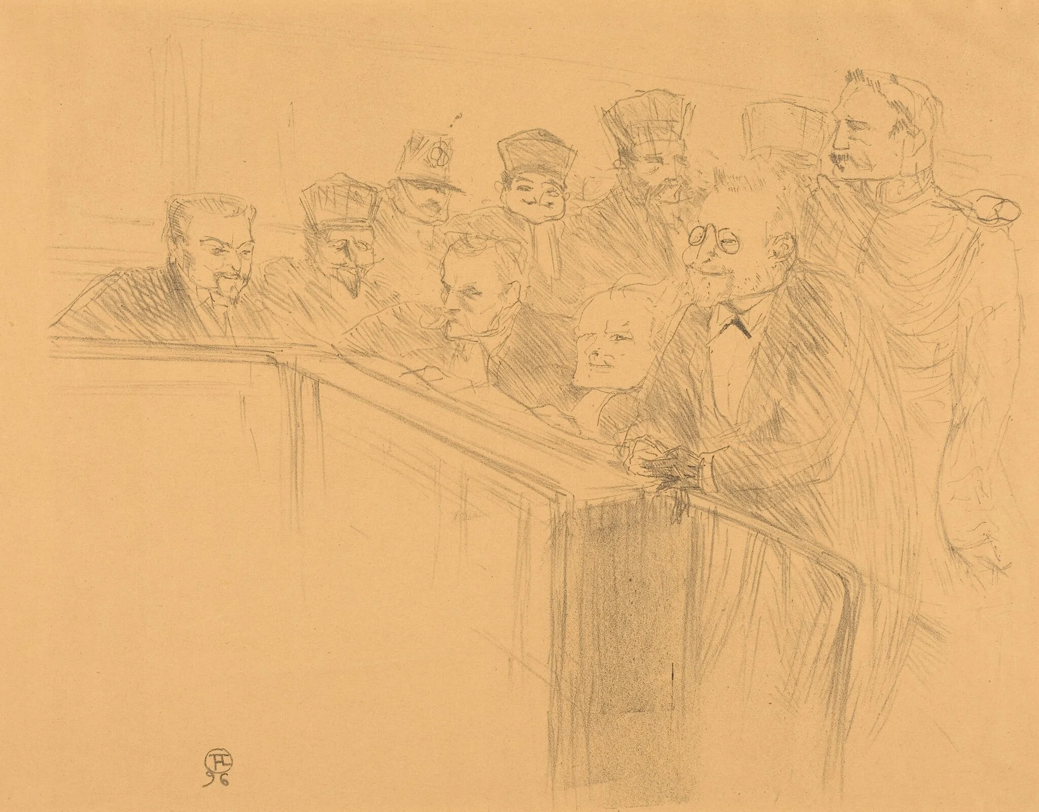 Dupas Deposition (Déposition Dupas), by Henri de Toulouse-Lautrec, ink, 1896