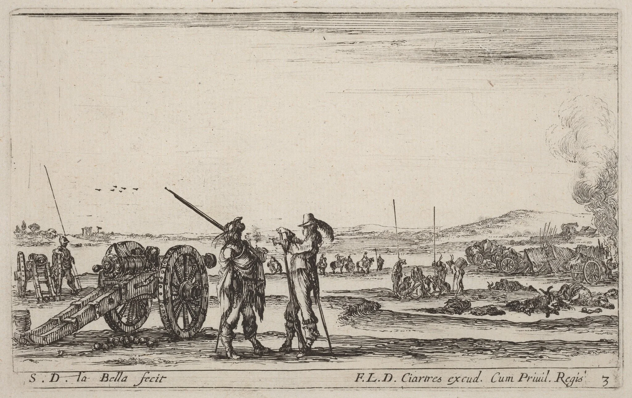 Officer Giving Orders to a Sentinel, by Stefano Della Bella, ink, 1641