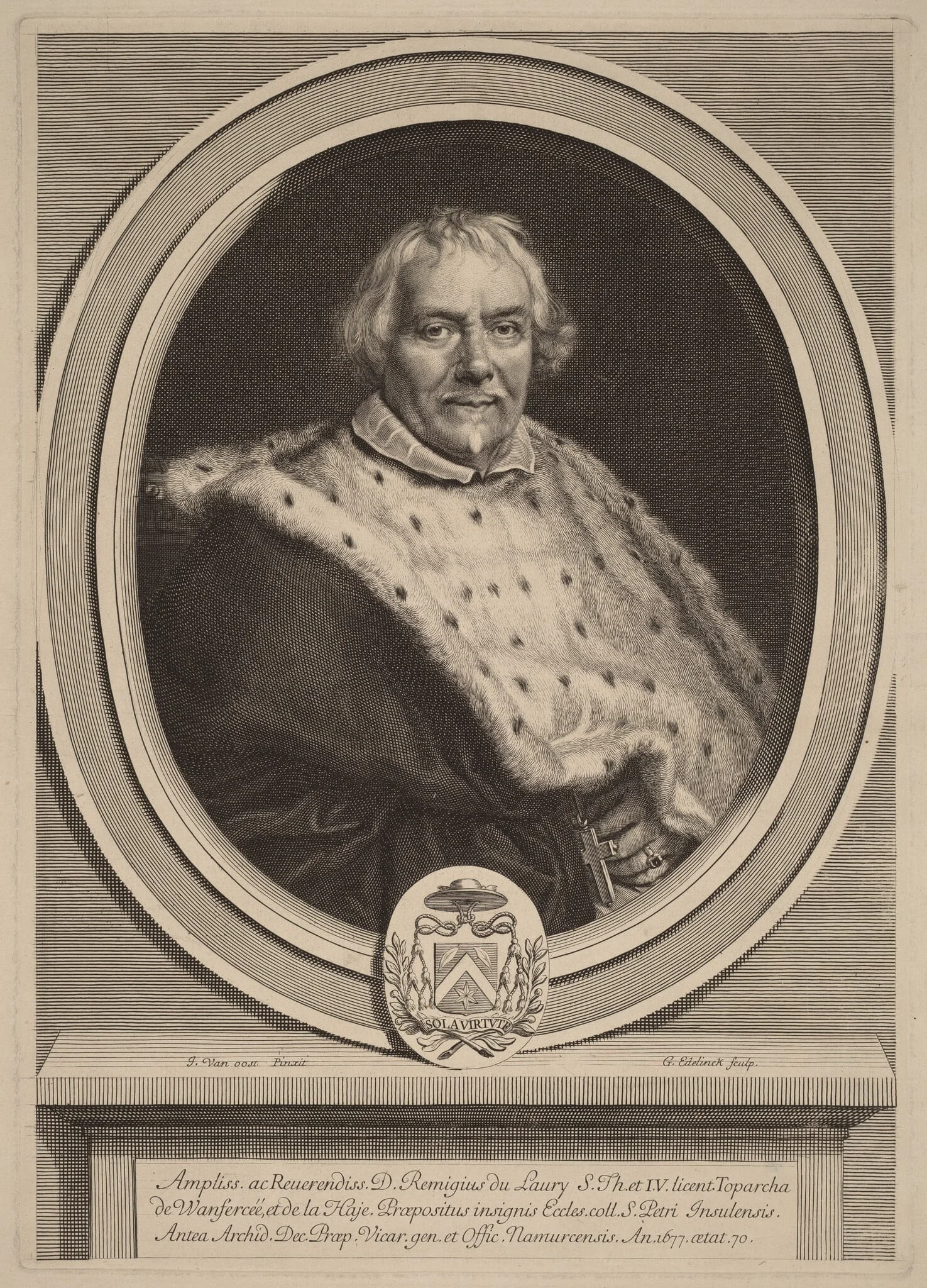 Remi Du Laury, by Gerard Edelinck, ink, 1679