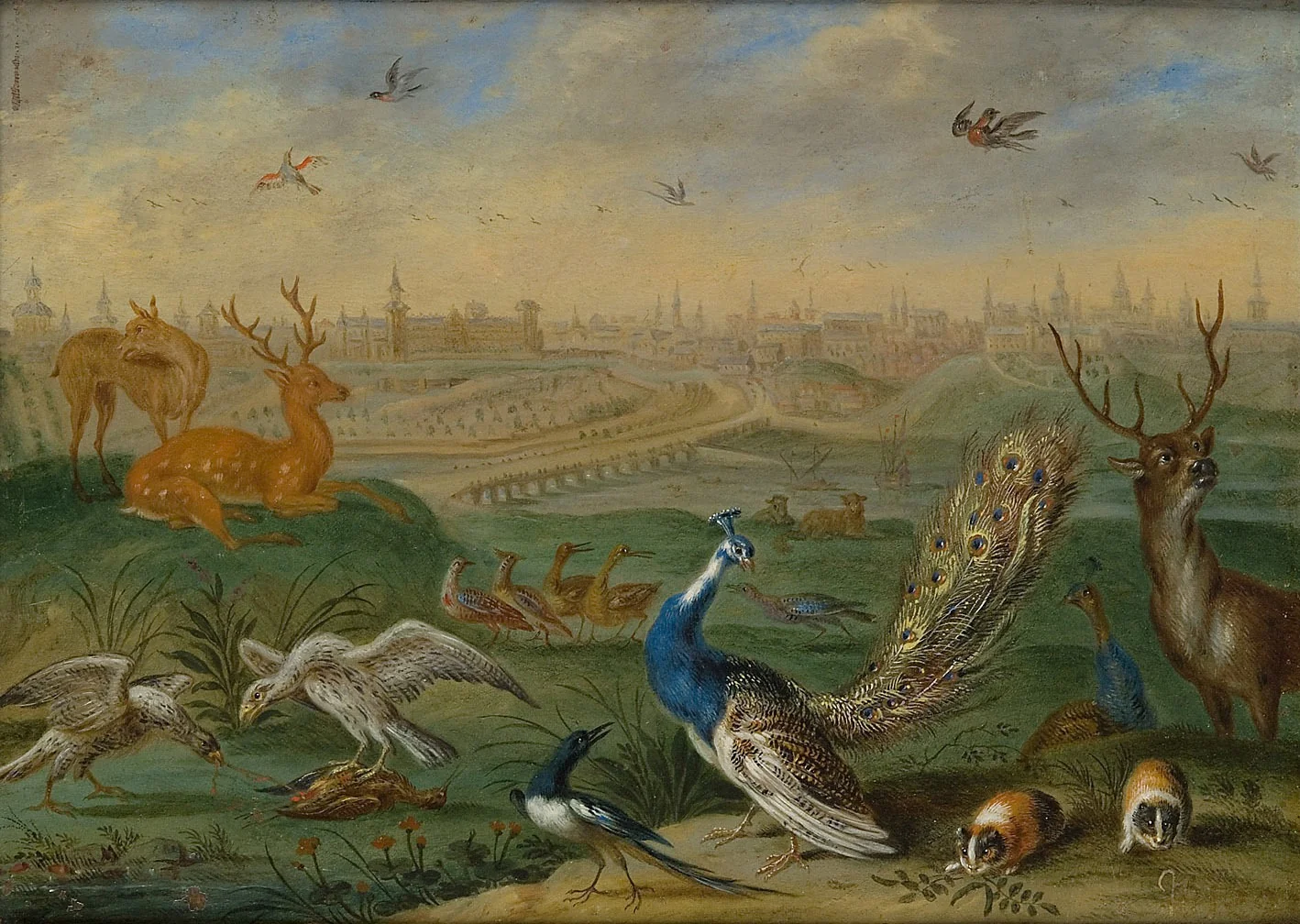 Ansichten aus den vier Weltteilen mit Szenen von Tieren: Madrid, by Ferdinand van Kessel the Elder, unspecified, 1682