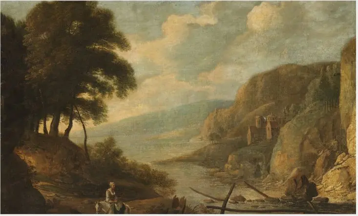 Cliffs and Sea with a Footbridge