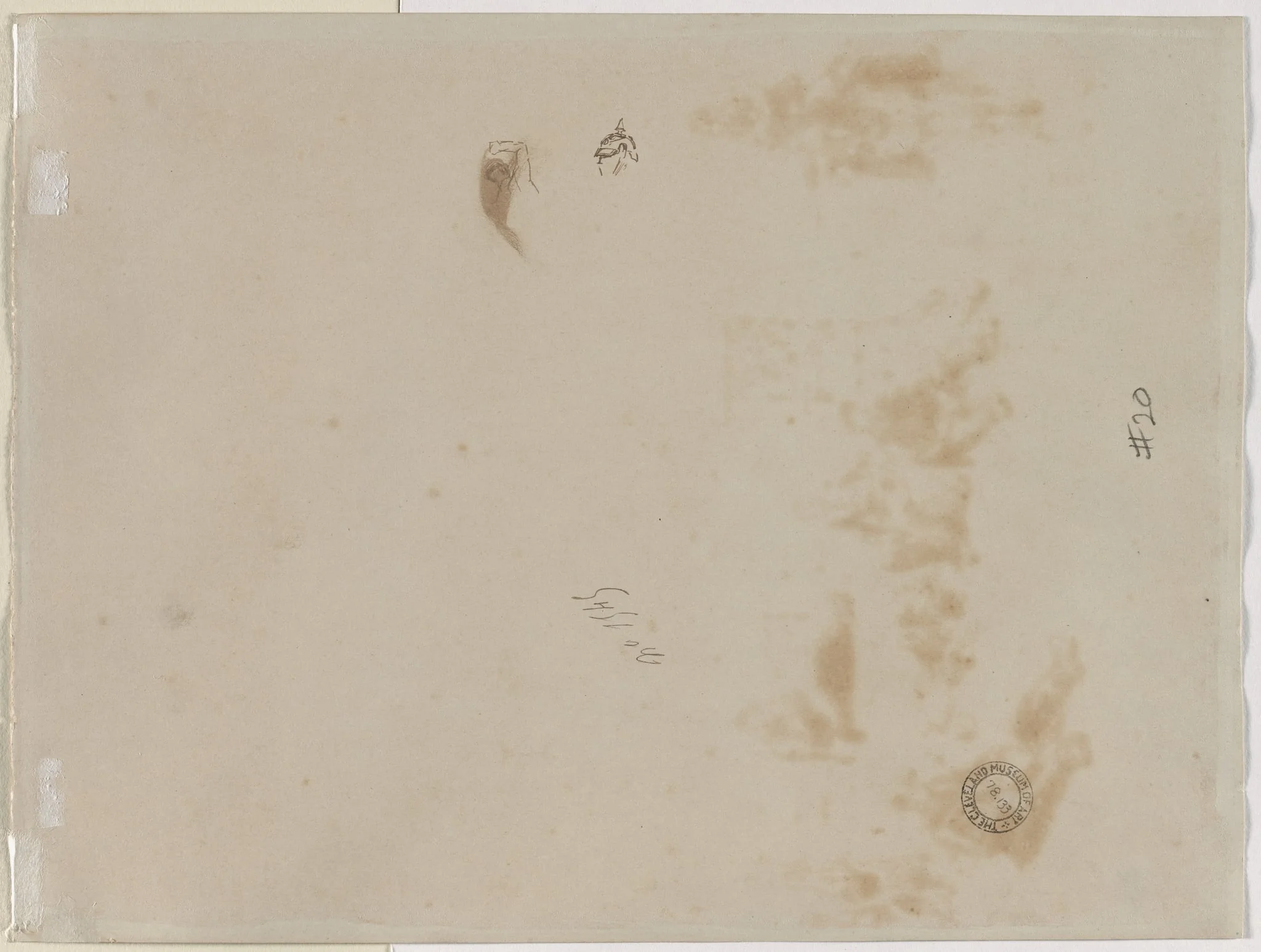 Sketch of a Man with Upraised Arm and Sketch of a Helmet (verso), by Édouard Detaille, 1878
