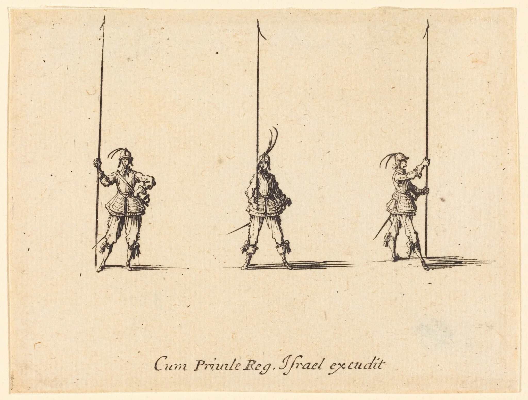 Drill with Raised Pikes, by Jacques Callot, ink, 1634